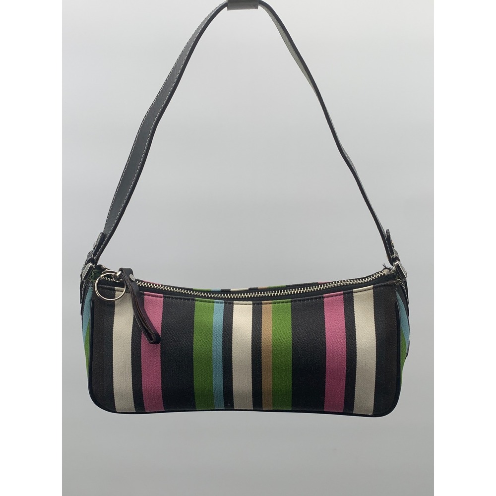 Y2K Kate Spade New York Multi Color Stripe Canvas Baguette Shoulder Bag